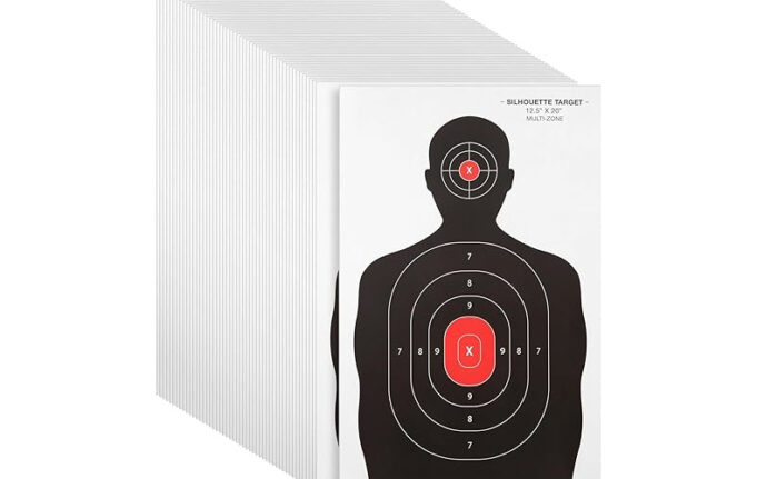Juvale 50 Pack Paper Silhouette with Red Bullseye (14×22 in)